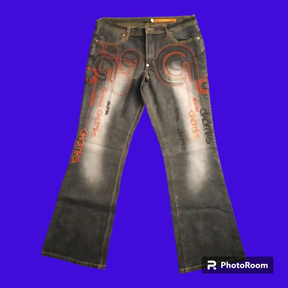 Akademiks Embroidered Embellished Flare Leg Jeans Size 13